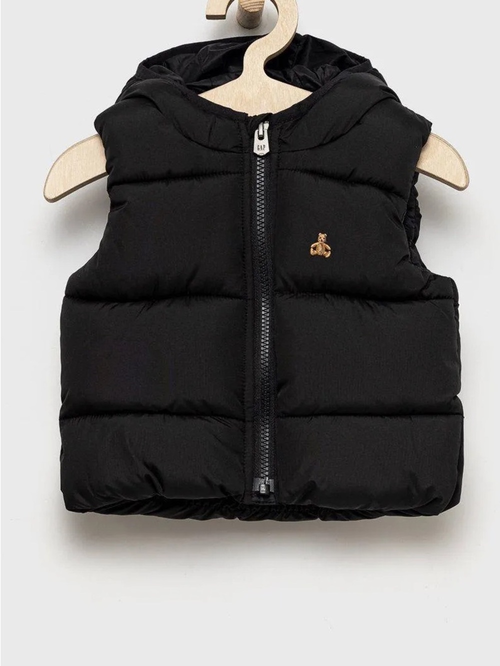 GAP Black Puffer Hooded Kids Vest